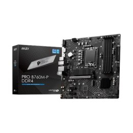 MSI PRO B760M-P Rodzina procesorów DDR4 Intel, Gniazdo procesora LGA1700, DDR4 DIMM, Gniazda pamięci 4, Obsługiwane interfejsy d