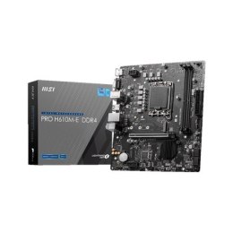 MSI PRO H610M-E Rodzina procesorów DDR4 Intel, Gniazdo procesora LGA1700, DDR4 DIMM, Gniazda pamięci 2, Obsługiwane interfejsy d