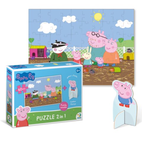 PUZZLE ŚWINKA PEPPA 60 ELEMENTÓW Z FIGURKĄ GEORGA KOLOROWA UKŁADANKA PUZZLE ŚWINKA PEPPA 60 ELEMENTÓW Z FIGURKĄ GEORGA KOLOROWA UKŁADANKA