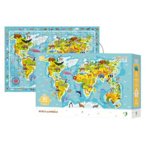 Puzzle Obserw. Mapa Swiata Zwierzat, 80 el. 300133 Puzzle Obserw. Mapa Swiata Zwierzat, 80 el. 300133