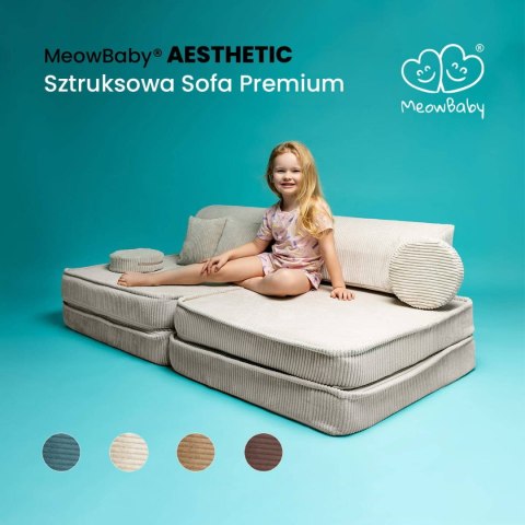 MeowBaby® Aesthetic Sztruksowa sofa dziecięca Premium, turkusowa