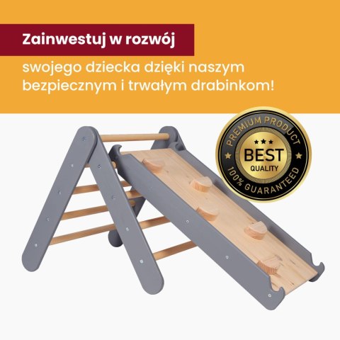 MeowBaby® Drewniana Drabinka 60x61cm i Zjeżdżalnia-Ścianka Wspinaczkowa 2w1, Zestaw dla Dzieci, Drewniana, Naturalna MeowBaby® Drewniana Drabinka 60x61cm i Zjeżdżalnia-Ścianka Wspinaczkowa 2w1, Zestaw dla Dzieci, Drewniana, Naturalna