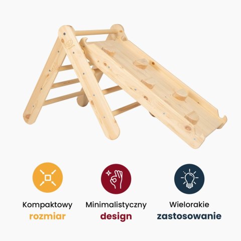 MeowBaby® Drewniana Drabinka 60x61cm i Zjeżdżalnia-Ścianka Wspinaczkowa 2w1, Zestaw dla Dzieci, Drewniana, Naturalna MeowBaby® Drewniana Drabinka 60x61cm i Zjeżdżalnia-Ścianka Wspinaczkowa 2w1, Zestaw dla Dzieci, Drewniana, Naturalna