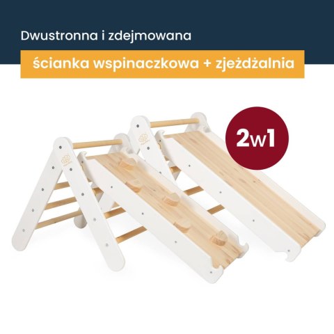 MeowBaby® Drewniana Drabinka 60x61cm i Zjeżdżalnia-Ścianka Wspinaczkowa 2w1, Zestaw dla Dzieci, Drewniana, Naturalna MeowBaby® Drewniana Drabinka 60x61cm i Zjeżdżalnia-Ścianka Wspinaczkowa 2w1, Zestaw dla Dzieci, Drewniana, Naturalna