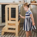 MeowBaby® Kitchen Helper z Tablicą, Drewniany Pomocnik Kuchenny dla Dziecka, Naturalny