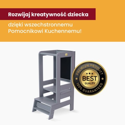 MeowBaby® Kitchen Helper z Tablicą, Lite Drewno Biały Pomocnik Kuchenny z Elementami Naturalnymi, Biały-Naturalny MeowBaby® Kitchen Helper z Tablicą, Lite Drewno Biały Pomocnik Kuchenny z Elementami Naturalnymi, Biały-Naturalny