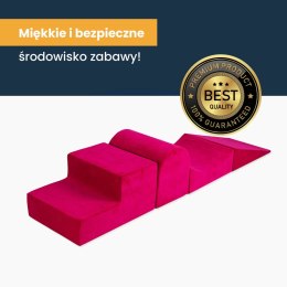 MeowBaby® Piankowy 4-Elementowy Zestaw do Zabawy, Plac Zabaw dla Dziecka, Welurowy, Jasnoszary