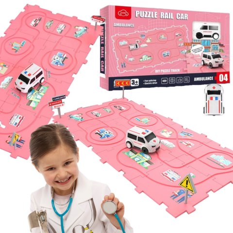 TOR PRZESZKÓD INTERAKTYWNY PUZZLE UKŁADANKA AMBULANS ZNAKI DROGOWE LABIRYNT