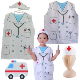 ZESTAW KOSTIUM DOKTORA LEKARZA PRZEBRANIE STRÓJ CZAPKA LEKARZ DOKTOR