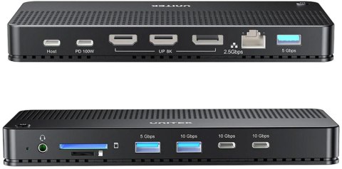 Stacja dokująca Unitek D1104A01 13w1 MST HDMI DP 8K PD 100W Stacja dokująca Unitek D1104A01 13w1 MST HDMI DP 8K PD 100W