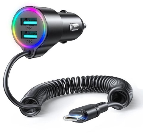 Ładowarka samochodowa 3w1 Joyroom JR-CL24 17W 3.0A PD 3.0 QC 3.0 2x USB-A z kablem USB-C 1.5M Ładowarka samochodowa 3w1 Joyroom JR-CL24 17W 3.0A PD 3.0 QC 3.0 2x USB-A z kablem USB-C 1.5M