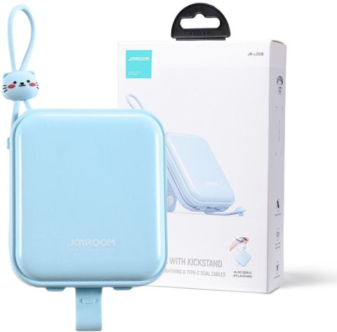 Powerbank Joyroom Cutie Series JR-L008 10000mAh 22.5W PD QC z kablami 1x USB-A 1x USB-C niebieski