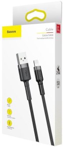 KABEL USB-A -> Lightning / iPhone Baseus Cafule CALKLF-AG1 50cm Apple 2.4A CZARNO-SZARY W OPLOCIE