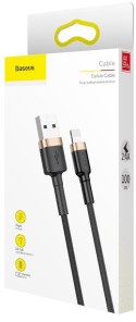 KABEL USB-A -> Lightning / iPhone Baseus Cafule CALKLF-BV1 100cm Apple 2.4A CZARNO-ZŁOTY W OPLOCIE