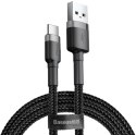 KABEL USB-A -> USB-C Baseus Cafule CATKLF-BG1 100cm 3A QC 3.0 CZARNO-SZARY W NYLONOWYM OPLOCIE