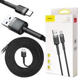 KABEL USB-A -> USB-C Baseus Cafule CATKLF-UG1 300cm 3A QC 3.0 CZARNO-SZARY W NYLONOWYM OPLOCIE