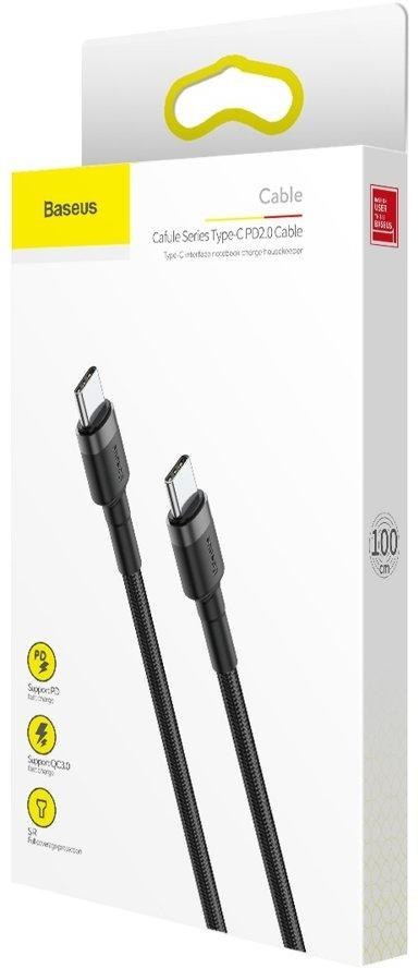 KABEL USB-C -> USB-C Baseus Cafule CATKLF-GG1 100cm 60W 3A PD 2.0 QC 3.0 CZARNO-SZARY W OPLOCIE KABEL USB-C -> USB-C Baseus Cafule CATKLF-GG1 100cm 60W 3A PD 2.0 QC 3.0 CZARNO-SZARY W OPLOCIE