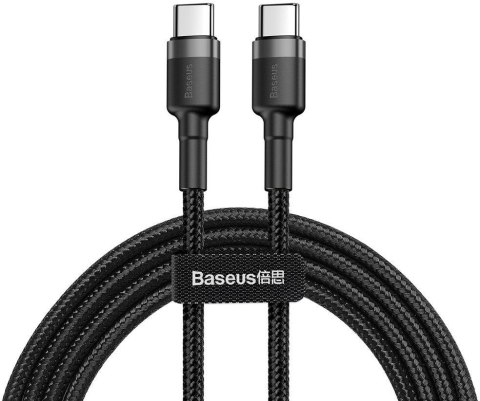 KABEL USB-C -> USB-C Baseus Cafule CATKLF-GG1 100cm 60W 3A PD 2.0 QC 3.0 CZARNO-SZARY W OPLOCIE KABEL USB-C -> USB-C Baseus Cafule CATKLF-GG1 100cm 60W 3A PD 2.0 QC 3.0 CZARNO-SZARY W OPLOCIE
