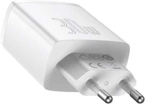 ŁADOWARKA SIECIOWA Baseus Compact Quick Charger CCXJ-E02 30W 2x USB-A 1x USB-C PD 3.0 QC 3.0 BIAŁA ŁADOWARKA SIECIOWA Baseus Compact Quick Charger CCXJ-E02 30W 2x USB-A 1x USB-C PD 3.0 QC 3.0 BIAŁA