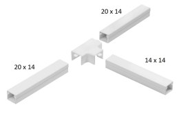 Osprzęt do listew elektroinstalacyjnych, trójnik redukcyjny BIAŁY LOR 20x14x20 (1szt.)