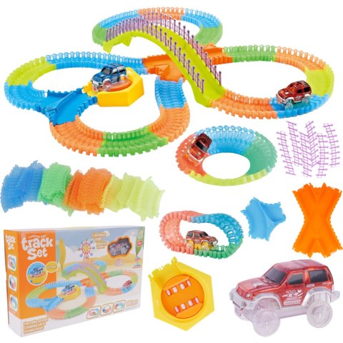 TOR SAMOCHODOWY WYŚCIGOWY KOLEJKA AUTO ZESTAW KLOCKI PUZZLE 180 EL