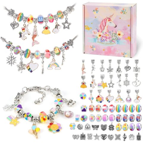 ZESTAW DO ROBIENIA BRANSOLETEK NASZYJNIKÓW KREATYWNY DLA DZIECI CHARMS DIY ZESTAW DO ROBIENIA BRANSOLETEK NASZYJNIKÓW KREATYWNY DLA DZIECI CHARMS DIY