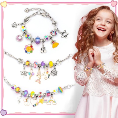 ZESTAW DO ROBIENIA BRANSOLETEK NASZYJNIKÓW KREATYWNY DLA DZIECI CHARMS DIY ZESTAW DO ROBIENIA BRANSOLETEK NASZYJNIKÓW KREATYWNY DLA DZIECI CHARMS DIY