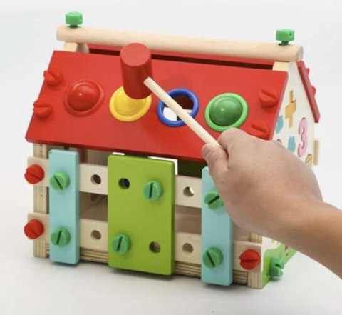 DOMEK EDUKACYJNY DREWNIANY SORTER DLA DZIECI DIY WIELOFUNKCYJNY DOMEK EDUKACYJNY DREWNIANY SORTER DLA DZIECI DIY WIELOFUNKCYJNY