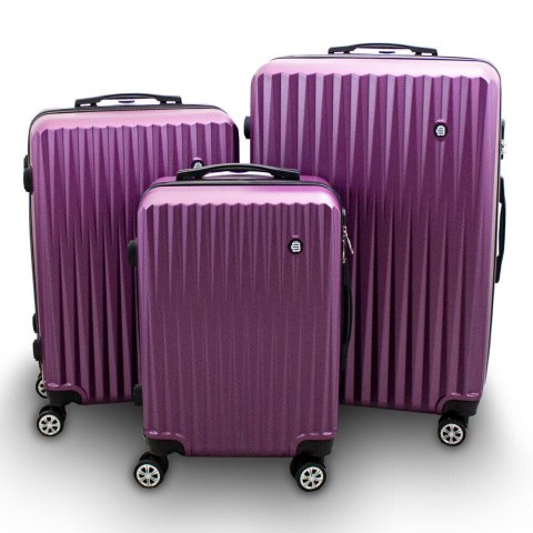 SET WALIZEK NA KÓŁKACH FIOLETOWE 3 SZT XL+L+M NA KÓŁKACH 360 SET WALIZEK NA KÓŁKACH FIOLETOWE 3 SZT XL+L+M NA KÓŁKACH 360