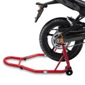 STOJAK MOTOCYKLOWY CZERWONY UCHWYT PODNOŚNIK 250KG TYLNE KOŁO 21-34CM MOTOR