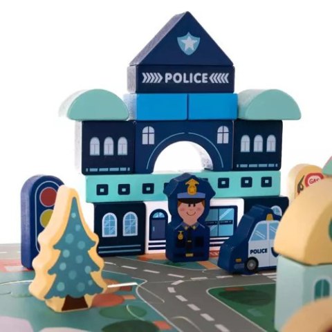 ZESTAW DREWNIANYCH KLOCKÓW MIASTECZKO Z MATĄ PUZZLE W WIADERKU + TORBA ZESTAW DREWNIANYCH KLOCKÓW MIASTECZKO Z MATĄ PUZZLE W WIADERKU + TORBA