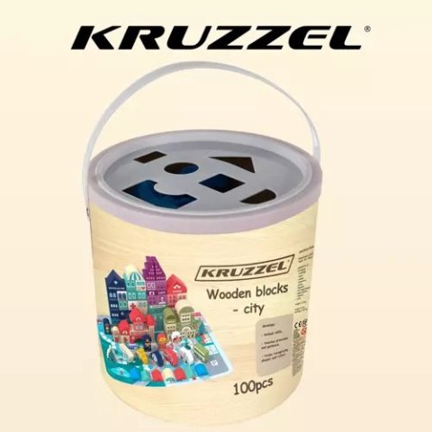 ZESTAW DREWNIANYCH KLOCKÓW MIASTECZKO Z MATĄ PUZZLE W WIADERKU + TORBA ZESTAW DREWNIANYCH KLOCKÓW MIASTECZKO Z MATĄ PUZZLE W WIADERKU + TORBA