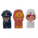 ZESTAW DREWNIANYCH KLOCKÓW MIASTECZKO Z MATĄ PUZZLE W WIADERKU + TORBA