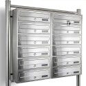 POCZTOWA SKRZYNKA NA LISTY LOKATORKA 2X6 WRZUTÓW 12 MIESZKAŃ STAL INOX