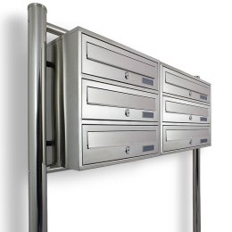 SKRZYNKA POCZTOWA LOKATORSKA 6 WRZUTÓW 2 MODUŁOWA METALIC BITUXX INOX