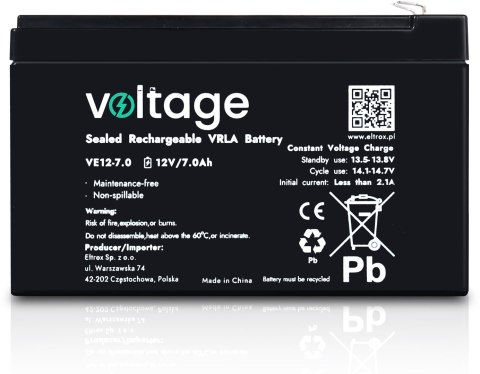 Akumulator AGM Voltage 12V 7.0Ah VE12-7.0 Akumulator AGM Voltage 12V 7.0Ah VE12-7.0