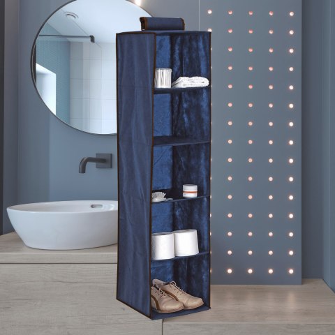 BLUE NIEBIESKI WISZĄCY ORGANIZER DO SZAFY 5 PRZEGRÓD 30X30X120CM BLUE NIEBIESKI WISZĄCY ORGANIZER DO SZAFY 5 PRZEGRÓD 30X30X120CM