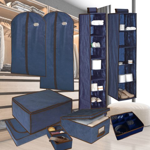 BLUE NIEBIESKI WISZĄCY ORGANIZER DO SZAFY 5 PRZEGRÓD 30X30X120CM BLUE NIEBIESKI WISZĄCY ORGANIZER DO SZAFY 5 PRZEGRÓD 30X30X120CM