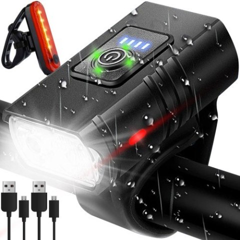 Lampka rowerowa 4T6 USB + tylne światło 23677 Lampka rowerowa 4T6 USB + tylne światło 23677