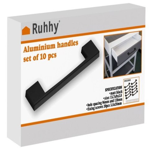 Uchwyt meblowy czarny- 10szt. Ruhhy 24190 Uchwyt meblowy czarny- 10szt. Ruhhy 24190