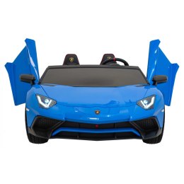 Lamborghini Aventador SV na akumulator dla 2 dzieci Niebieski + Silnik bezszczotkowy + Pompowane koła + Audio LED