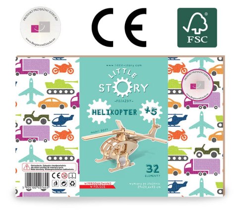 Little Story Drewniane Puzzle Model 3D - Helikopter Little Story Drewniane Puzzle Model 3D - Helikopter