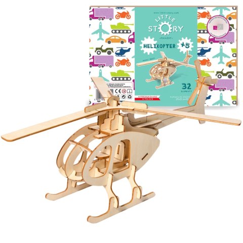 Little Story Drewniane Puzzle Model 3D - Helikopter Little Story Drewniane Puzzle Model 3D - Helikopter