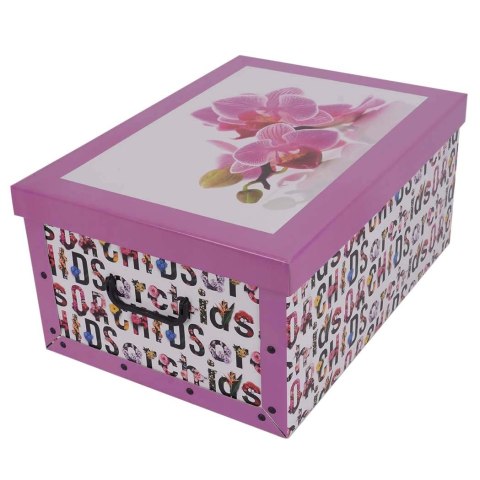 PUDEŁKO KARTONOWE DEKORACYJNE MAXI KWIATY RÓŻOWE ORCHIDEA PRZECHOWYWANIE PUDEŁKO KARTONOWE DEKORACYJNE MAXI KWIATY RÓŻOWE ORCHIDEA PRZECHOWYWANIE
