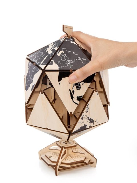 EWA Drewniane Puzzle 3D - Dwudziestościenny Czarny Globus EWA Drewniane Puzzle 3D - Dwudziestościenny Czarny Globus