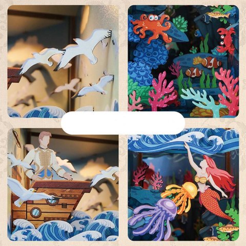 Tonecheer Składany Drewniany Model 3D LED - Book Nook Mała Syrenka Tonecheer Składany Drewniany Model 3D LED - Book Nook Mała Syrenka