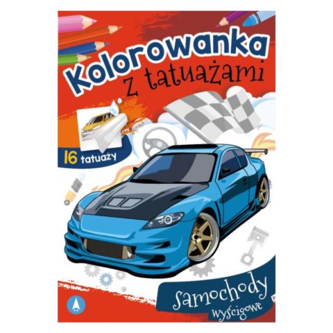 KOLOROWANKA Z TATUAŻAMI. SAMOCHODY WYŚCIGOWE