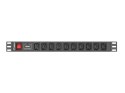 LISTWA ZASILAJĄCA RACK PDU 1U 10A 10X IEC C13 2M CZARNA C14 Lanberg