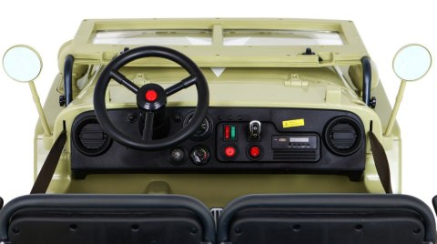 Autko Wojskowe Retro Strong dla 3 dzieci Matcha + Napęd 4x4 + Schowki + EVA + Wolny Start + MP3 LED Autko Wojskowe Retro Strong dla 3 dzieci Matcha + Napęd 4x4 + Schowki + EVA + Wolny Start + MP3 LED
