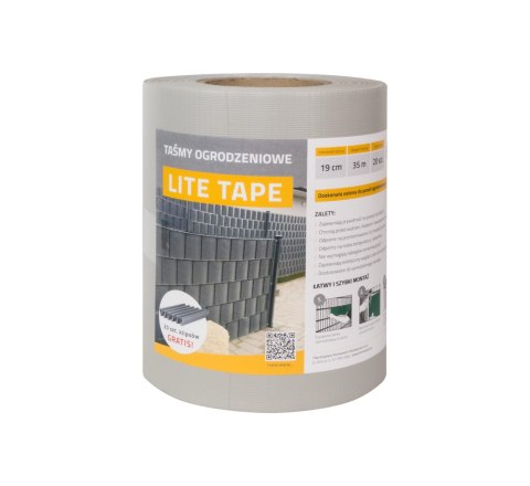 TAŚMA OGRODZENIOWA SZARA 19CM X 35MB LITE PVC 450G/M2 + 20 KLIPSÓW GRATIS TAŚMA OGRODZENIOWA SZARA 19CM X 35MB LITE PVC 450G/M2 + 20 KLIPSÓW GRATIS